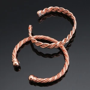 PURE SOLID COPPER MAGNETIC THERAPY HAMMERED BANGLE ARTHRITIS RELIEF BRACELET - Bild 1 von 17