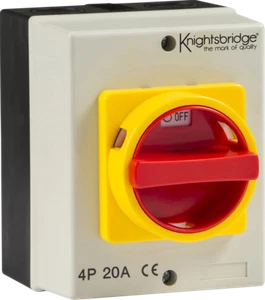 20A 4 Pole AC Enclosed Rotary Isolator Switch 230-415V IP65 Knightsbridge IN0025 - Picture 1 of 1