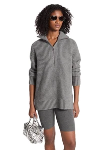 Michael Michael Kors Women's Gray Half Zip Shaker Pullover Sweater Plus Size 0X - Picture 1 of 7