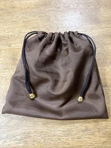 Kenneth Jay Lane borsa portagioie con coulisse marrone 8,5”x9” marsupio da viaggio logo all over - Foto 1 di 12
