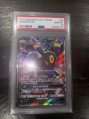 Umbreon GX PSA 10 Ultra Rare Full Art Pokemon Sun And Moon Base Set 80/149 - Image 1 of 4