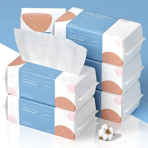 Soft Dry Wipe 6 Pack, 100% Cotton Face Tissues, Lint Free Facial Cleansing To... - Bild 1 von 7