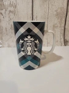 Starbucks Blue Green Plaid 16oz Mermaid Siren 2015 Coffee Mug Cup Tall - Picture 1 of 4