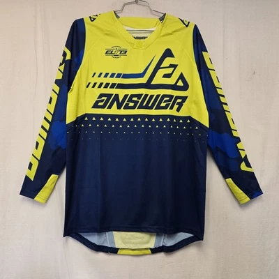 ANSR Answer Racing Elite Off-Road MX Jersey Yellow/Navy Men's Medium DISPLAY Foto 1 de 2