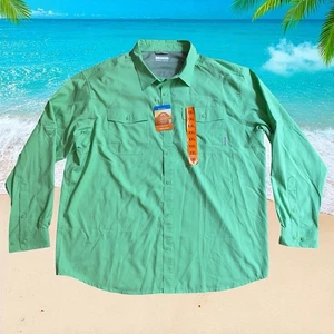 NEW Columbia Omni-Shade UPF 40 Shirt Mens Sz 2XL Green Long Sleeve Button Front - Picture 1 of 9