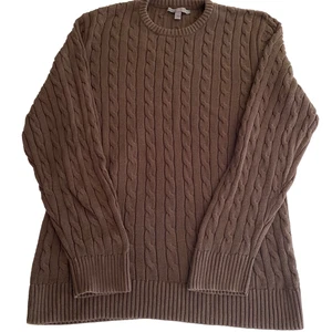Old Navy Cable Knit Fisherman Sweater Sz L Brown Crew Preppy Grandpa Academia - Picture 1 of 8