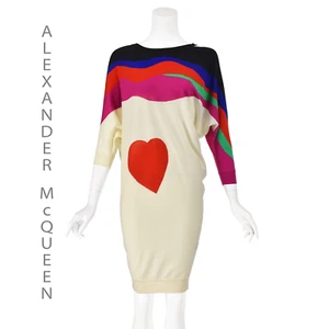 ALEXANDER McQUEEN Wool Knit Asymmetrical Dolman Sleeve Pullover Mini Dress SZ XS - Picture 1 of 10