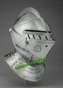 Medieval European Helmet Closed Helmet Direct Combat Steel Helmet Halloween Gift - Picture 1 of 1