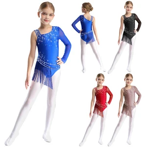 Kids Girls Bodysuit Competition Leotard Lyrical Dancewear Gymnastics Dance - Picture 1 of 39