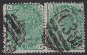 1873 GB Used Abroad CALLAO 'C38' 1/- Green Pl 12 AK-AL SG150/Z54 VF Strikes VGU - Picture 1 of 1