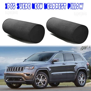 2 Pcs Suede Neck Headrest Pillow Cervical Spine Protect For Jeep Grand Cherokee - Imagen 1 de 11