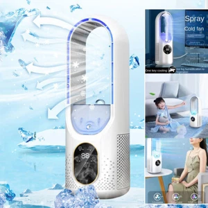 Portable Air Cooler Leafless Electric Fan 6 Speed Silent Timer Air Conditioner - Picture 1 of 16
