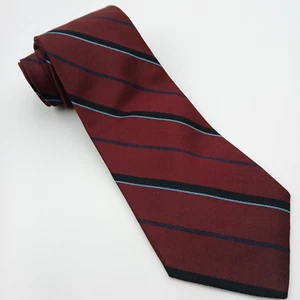 JL Roberts For Nordstrom Repp Tie Men's Burgundy Wine 100% Silk Original 6 Ply - Picture 1 of 9