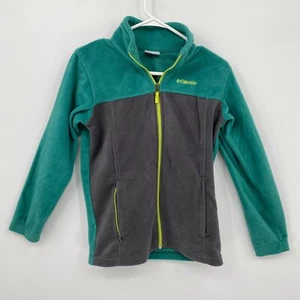 Columbia Youth Long Sleeve Full Zip Jacket Casual Green Gray Size L (14/16) - Picture 1 of 10