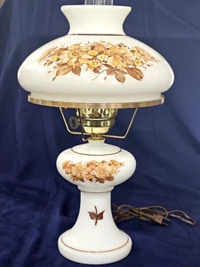 Hurricane Lamp Hand Painted Floral Parlor Table GWTW Vtg MCM - Bild 1 von 6