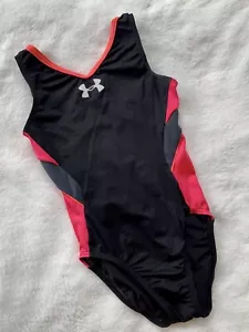 Under Armour GK ELITE gymnastics Leotard PINK Black GRAY Sporty USA UA Sz: CM - Picture 1 of 6