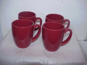 DEEP RED CORELLE COFFEE TEA CUPS LOT 4 - Picture 1 of 4