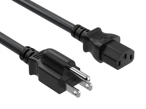 Cable Leader 8FT Universal AC Power Cord NEMA 5-15P to IEC320 C13 16AWG SJT 13A - Picture 1 of 7