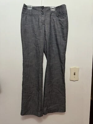 Tracy Evans Limited Dark Gray Pinstripe Wide Leg Pants Size 9 Career Trousers - Image 1 of 4