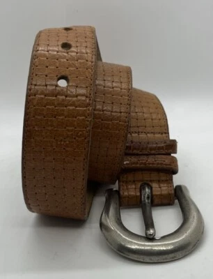 "Cinturón de cuero tostado texturizado de piel de becerro italiano genuino para mujer Talbots mediano 1,5""" Foto 1 de 4