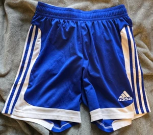 Adidas - Blue & White - 3 Stripped - Gym Shorts - Size M - Athletic Shorts - Picture 1 of 4