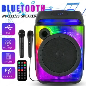 6000W Portable Bluetooth Speaker Sub woofer Heavy Bass Sound System Party + Mic - Picture 1 of 17
