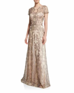 J.S Collections Size 4 Chevron Embroidered Dress Gown Msrp $415.00 - Picture 1 of 2