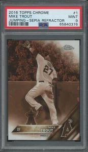 2016 Topps Chrome Sepia Refractor #1 Mike Trout PSA 9 MINT Los Angeles Angels - Picture 1 of 1