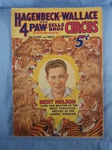 1933 Vtg HAGENBECK-WALLACE & 4 PAW & SELLS BROS CIRCUS Magazine Review Program - Picture 1 of 6