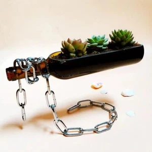 3D Floating Wine Bottle Holder Red Wine Rack Modern Display Chain Style Holder - Picture 1 of 16