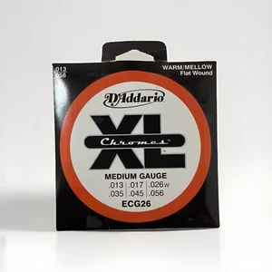 D'Addario ECG26 Chromes Flat Wound Medium 13-56 Electric Guitar Strings - Picture 1 of 2