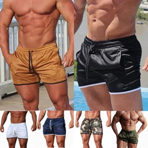 Men Training Shorts Gym Workout Sport Jogging Bodybuilding Fitness Pants Elastic - Picture 1 of 18