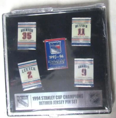 New York Rangers 1994 Stanley Cup Champions Retired Jersey Pin Set - Image 1 of 2