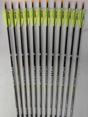 12 Easton Axis "Long Range" Match Grade 340 4mm Carbon Arrows! AAE Hybrid Vanes - Image 1 of 3