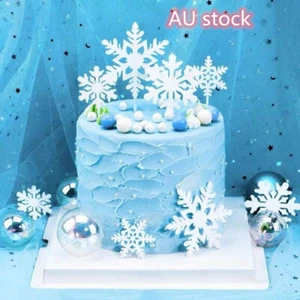 4pcs Snowflake Cake Toppers Acrylic Christmas Party Cupcake Decorations AU stock - Picture 1 of 7