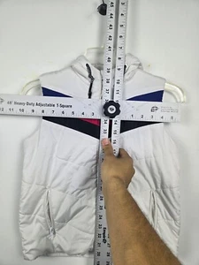 Castro Puffer Vest Kids 8-10 Year White Colorblock Drawstring Hooded Full Zip - Picture 1 of 6