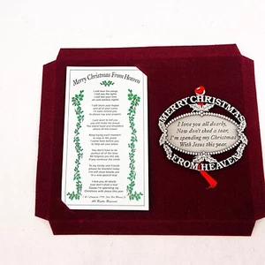 Merry Christmas From Heaven Pewter Ornament Loved One Memorial Tree Decoration - Picture 1 of 6
