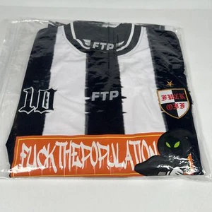FUCKTHEPOPULATION FTP Blurred Vision Soccer Jersey White Black - Men's Size L - Picture 1 of 11