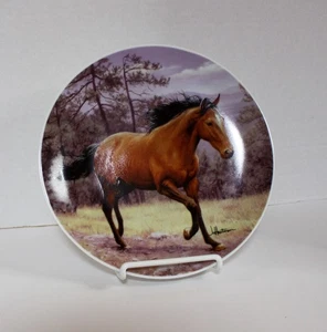 Galloping Brown Horse Field Trees Plate 8.5" Joe Hautman Bros. Tone World EXC - Picture 1 of 7