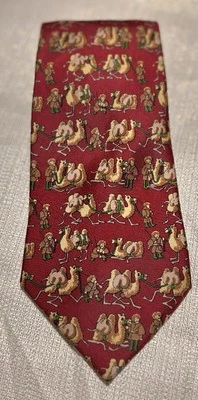 Corbata para hombre Battistoni 100 % seda geométrica estampado de paseo en camello hecha en Italia roja Foto 1 de 4