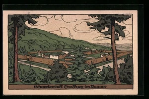 Steindruck-AK Saalburg / Taunus, Blick auf das Römerkastell 1924  - Picture 1 of 2
