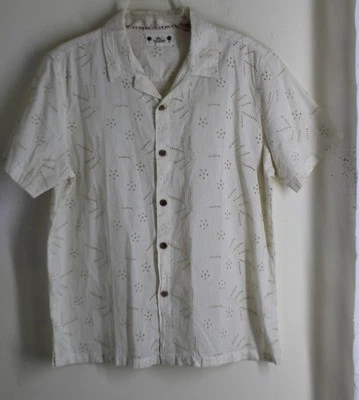 New Free Planet Sz M SLIM M Men's Ivory Creamy White Cut-Away Floral Shirt - Image 1 of 4