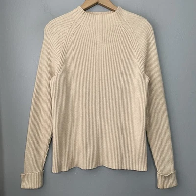 Suéter Studio Works Talla Mediana Beige Dorado Brillante Acanalado Glamour Dinero Antiguo Años 90 Foto 1 de 4