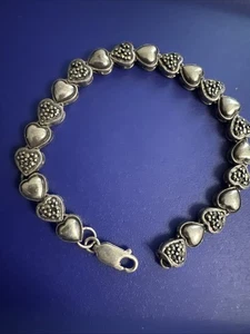 Vintage 925 silver bracelet hearts - Picture 1 of 13