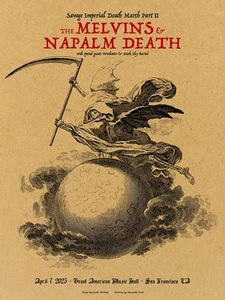 MELVINS / NAPALM DEATH - San Francisco 2025 silkscreened poster by Justin McNeal - Picture 1 of 1