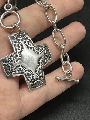Retired Silpada Virtuosity Solid Sterling Silver Southwest Style Cross Necklace - Image 1 of 4