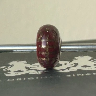 Authentic Rare Limited trollbeads ooak unique glass bead Burgundy Longevity - Image 1 of 4