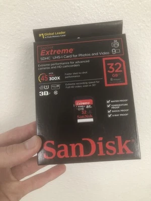 NEW SanDisk Extreme 32GB SDHC UHS-I Card (SDSDRX3-032G-A21) Flash Memory 45mb/s - Image 1 of 3