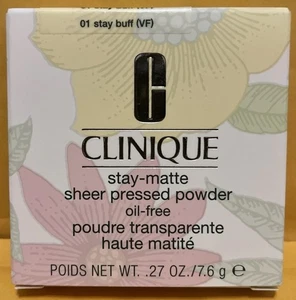 CLINIQUE Stay-Matte Sheer Pressed Powder - 01 Stay Buff (VF) - 0.27 OZ / 7.6 g - Picture 1 of 8