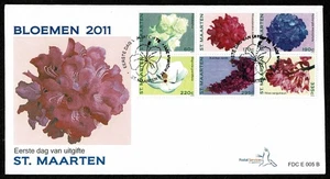 SG72A SINT MAARTEN 2011 Two FDC's Flowers NVPH E5 - Picture 1 of 2